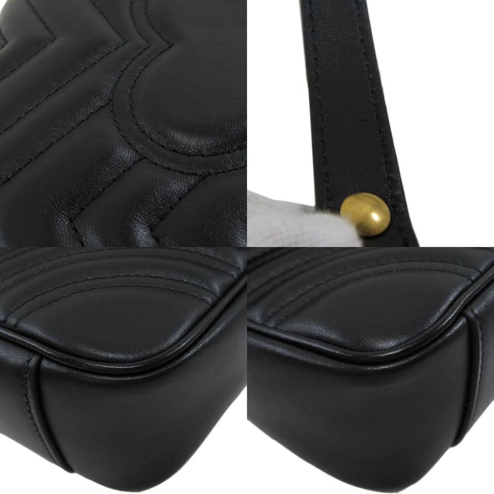 Gucci GG Marmont Quilted Small Shoulder Bag Leather Ladies Black - Picture 7 of 8